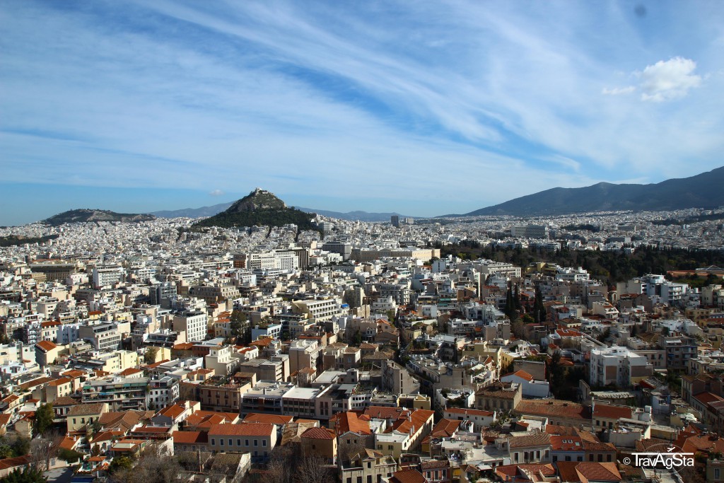 View to Lykabettus from Acropolis, Athens, Greece