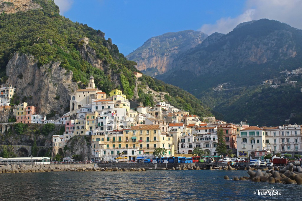 Amalfi, View from to boat to Capri, Italy