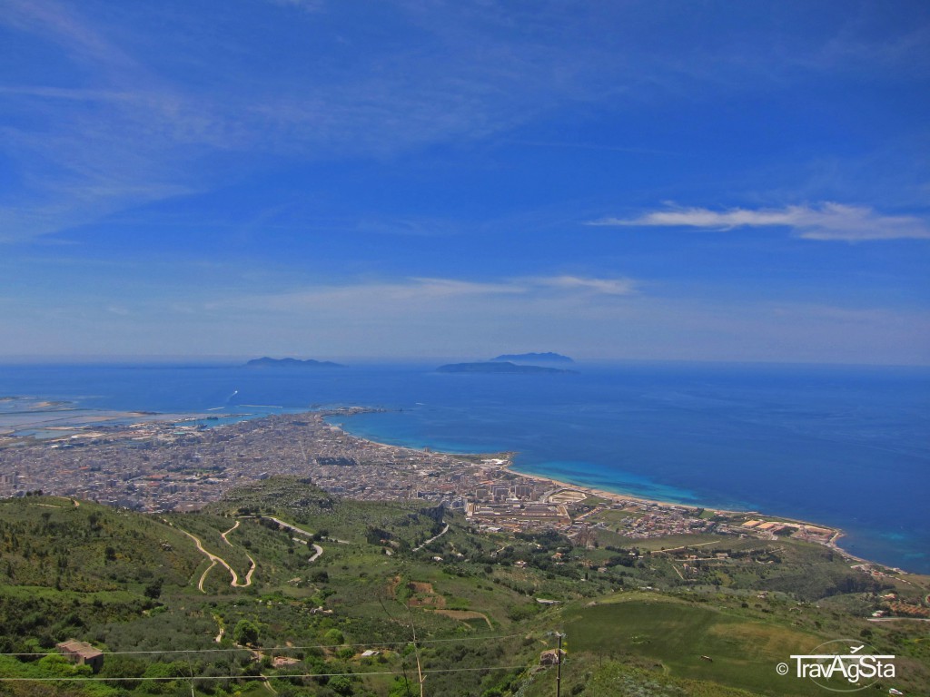 View over Trapani from Erice, Sicily, Italy